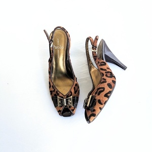 Paolo animal print calf hair Peep toe heels is being swapped online for free