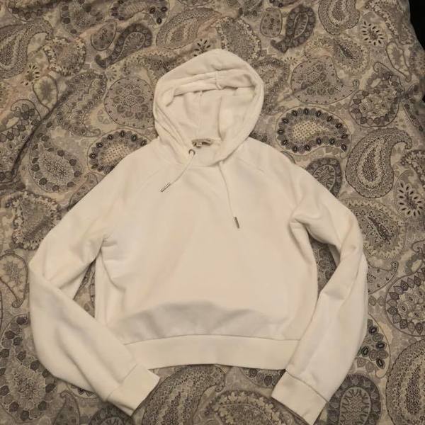 cropped white hoodie  is being swapped online for free