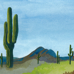 Cactus landscape | art | gouache paint is being swapped online for free