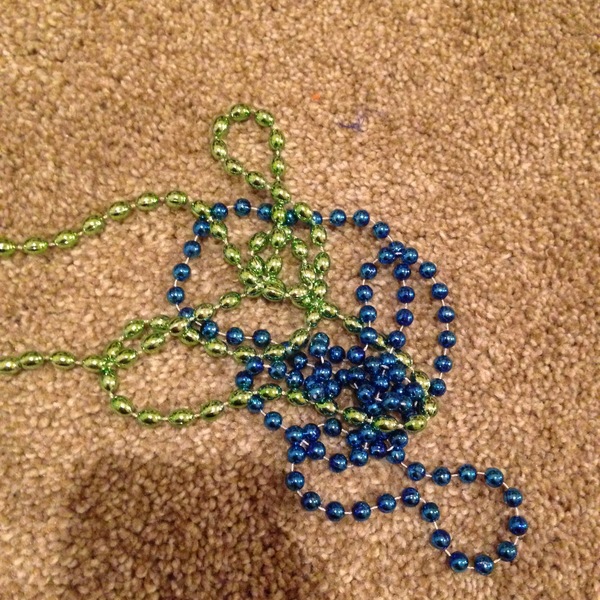 Martigras bead necklaces green and blue authentic is being swapped online for free