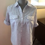 NEW Cotton Anchor Stripe Tabbed Sleeve Blouse - Medium is being swapped online for free