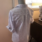 NEW Cotton Anchor Stripe Tabbed Sleeve Blouse - Medium is being swapped online for free