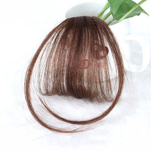 Chocolate Brown human hair faux hair clip in bangs ( NEW) is being swapped online for free