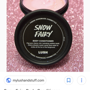 Lush snow fairy body conditioner is being swapped online for free