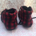 Sketchers black and red plaid felt shoes size 7 is being swapped online for free