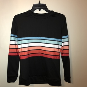 Women's black & rainbow striped long sleeve size small is being swapped online for free