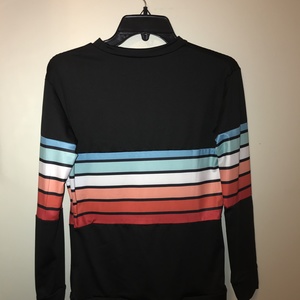 Women's black & rainbow striped long sleeve size small is being swapped online for free