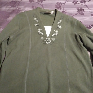 Baxter & Wells Womens Heavy Cotton Shirt XL Olive Green Long Sleeve Worn Once is being swapped online for free