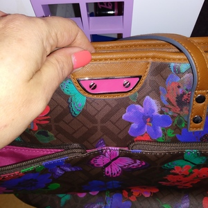Floral Purse Red Blue Green Pink Handbag Lots of Pockets is being swapped online for free