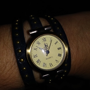 JQ Quartz Brass Wrap Around Watch Womens with Buckle Navy Blue Adjustable 24 inches long is being swapped online for free