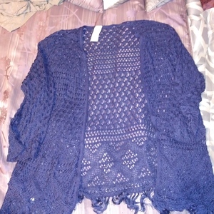 Blue Lace Bathing Suit Cover-up 3/4 sleeve 1X (16 Wide) is being swapped online for free