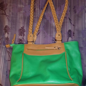 Green Purse with Light Brown Accents 13 Wide X 9 1/2 Long X 5 Deep is being swapped online for free