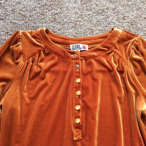 Copper velvet tunic dress vintage is being swapped online for free