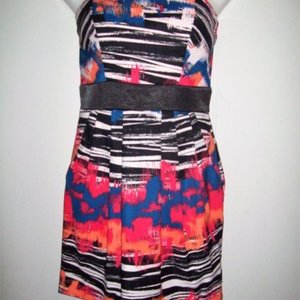 XOXO Black & White Stripes Neon Colored Dress w/ Pockets - Juniors Size 5/6 is being swapped online for free