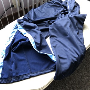 Blue tear-away sweat pants is being swapped online for free