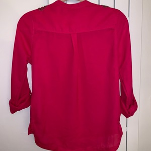 Vintage Jennyfer pink Long sleeve buttoned blouse with vintage shoulder crystal details is being swapped online for free