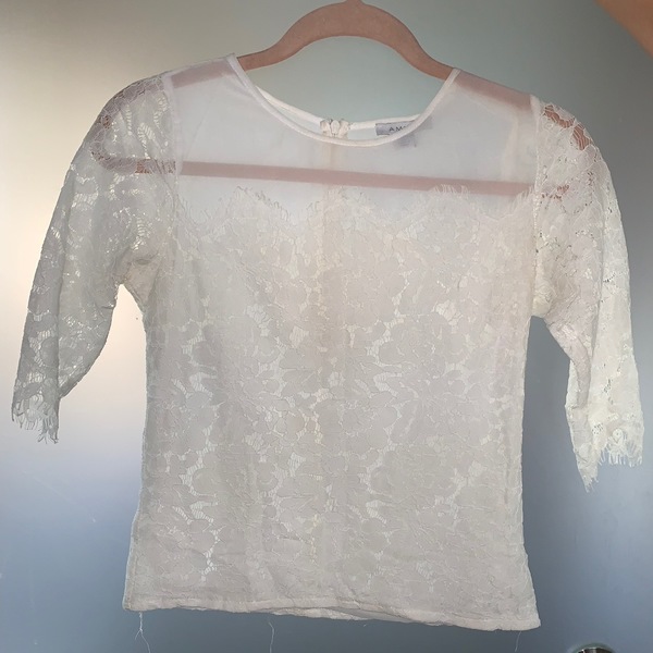 Vintage Floral White lace & mesh detailed patterned shirt  Lace top lace mesh top lace T-shirt lace b is being swapped online for free
