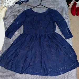 Vintage Blue lace dress, with lining under skirt  is being swapped online for free
