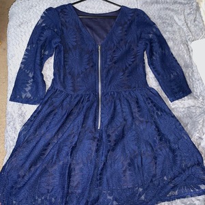 Vintage Blue lace dress, with lining under skirt  is being swapped online for free