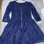 Vintage Blue lace dress, with lining under skirt  is being swapped online for free