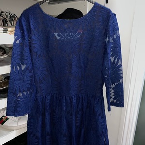 Vintage Blue lace dress, with lining under skirt  is being swapped online for free