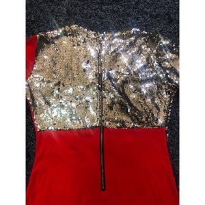 Red and Silver Sequin Adjustable Party Wrap Dress Perfect for the Holidays is being swapped online for free