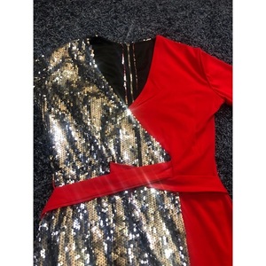Red and Silver Sequin Adjustable Party Wrap Dress Perfect for the Holidays is being swapped online for free