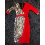 Red and Silver Sequin Adjustable Party Wrap Dress Perfect for the Holidays is being swapped online for free