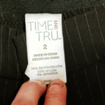 Time and Tru brand size 2 petite ( juniors) black lightly striped slacks with back pockets. Very cute nicer pants. is being swapped online for free