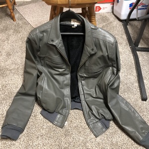 Gray men's leather jacket is being swapped online for free