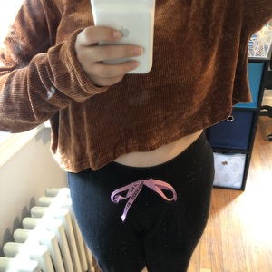 Brown zaful cropped corduroy style sweater  is being swapped online for free