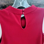 Short, red sleeveless fitted waist ruffle dress is being swapped online for free