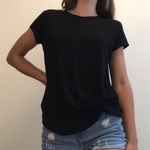 Athleta Black T-Shirt with Side Ruche Women's Size Small is being swapped online for free