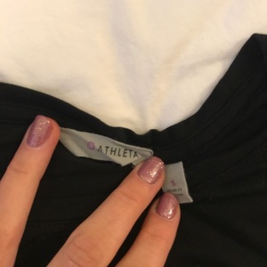 Athleta Black T-Shirt with Side Ruche Women's Size Small is being swapped online for free
