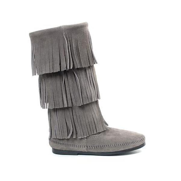 3 layers suede fringe Minnetonka Moccasins 2pairs is being swapped online for free