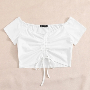 White, runched crop top is being swapped online for free
