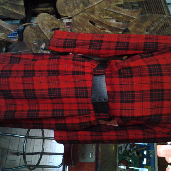 Black and Red Plaid 80s dress with belt like new is being swapped online for free