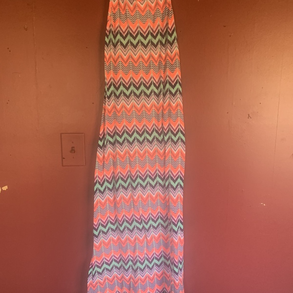 Chevron/Aztec print maxi summer dress size medium is being swapped online for free
