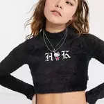 Hello kitty Faux Fur BERSHKA crop sweater is being swapped online for free